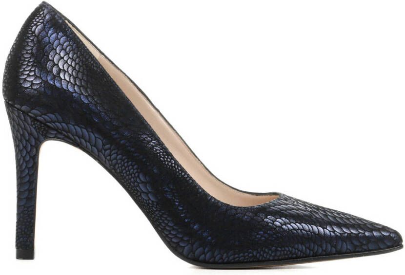 Lodi Pumps Stiletto Dames Damesschoenen Leer Slangenprint Naaldhak hoogte 8 cm Rami-39 Zwart