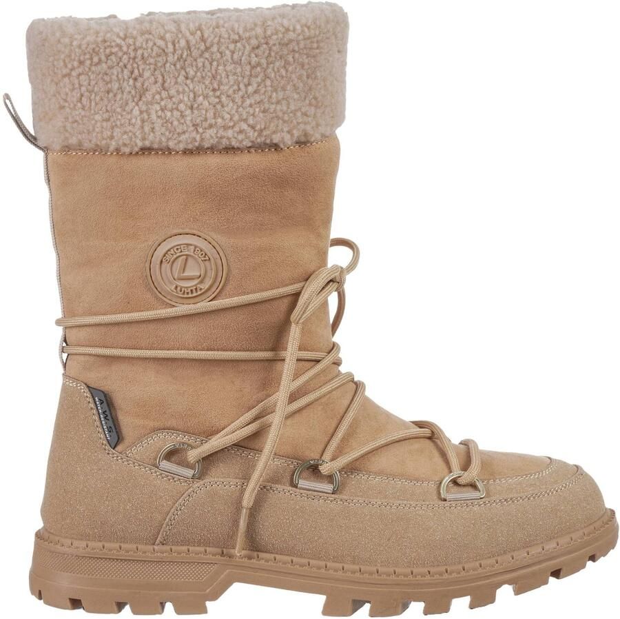 Luhta Oma leren snowboots met profielzool beige