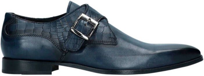 Manfield leren gespschoenen blauw