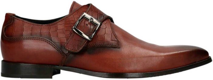 Black Label Heren Cognac gespschoenen van leer