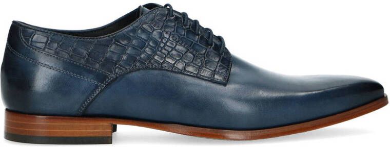 Manfield leren veterschoenen blauw