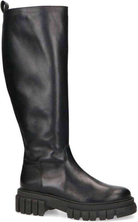 Manfield Dames Hoge zwarte laarzen met chunky zool Schoenen