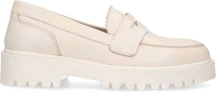 Manfield Dames Off white leren loafers met grove zool