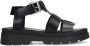 Manfield Dames Zwarte leren sandalen - Thumbnail 1