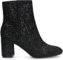 Manfield Dames Zwarte glitter enkellaarsjes met hak - Thumbnail 1