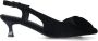 Manfield Dames Zwarte velours slingbacks met strik - Thumbnail 1