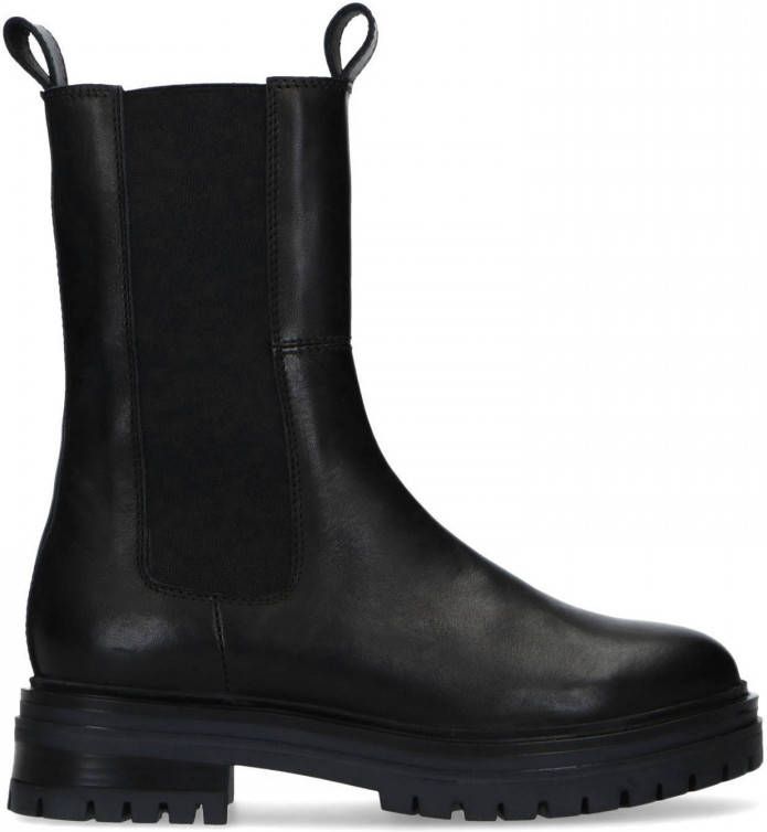 Manfield hoge leren chelsea boots zwart