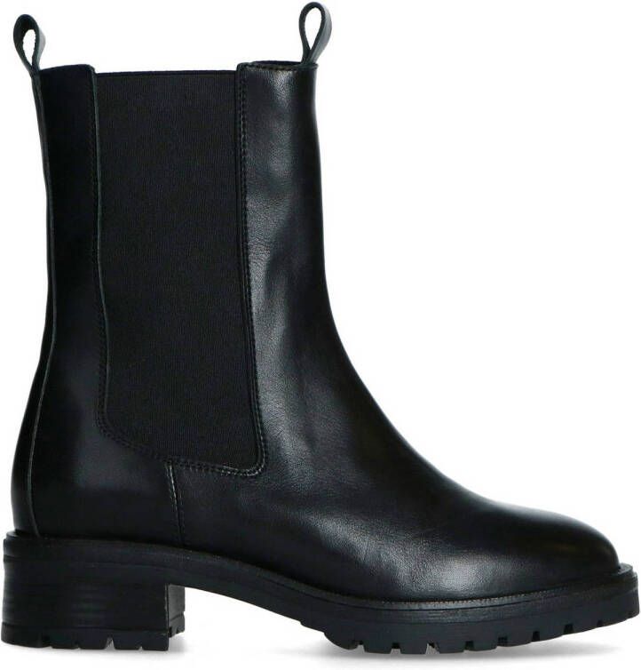 Manfield Dames Zwarte leren chelsea boots