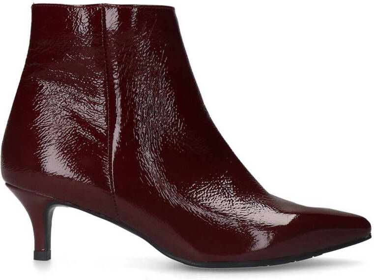 Manfield Dames Bordeaux rode lak leren enkellaarsjes met hak - Foto 2