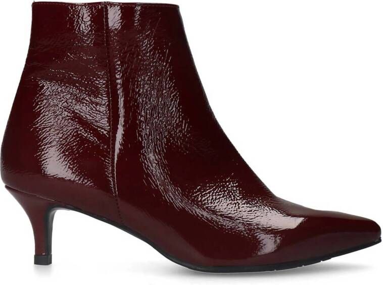 Manfield Dames Bordeaux rode lak leren enkellaarsjes met hak - Foto 3