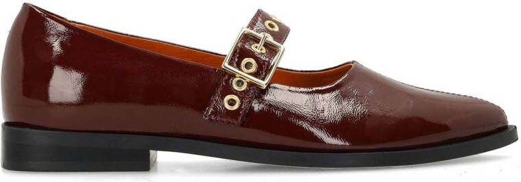 Manfield Dames Burgundy lakleren loafers