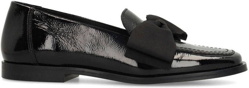Manfield Dames Zwarte lakleren loafers met strik
