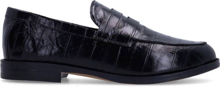 Manfield Dames Zwarte lakleren loafers
