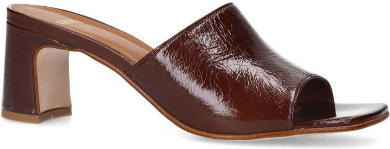 Manfield Dames Bruine lakleren sandalen met hak