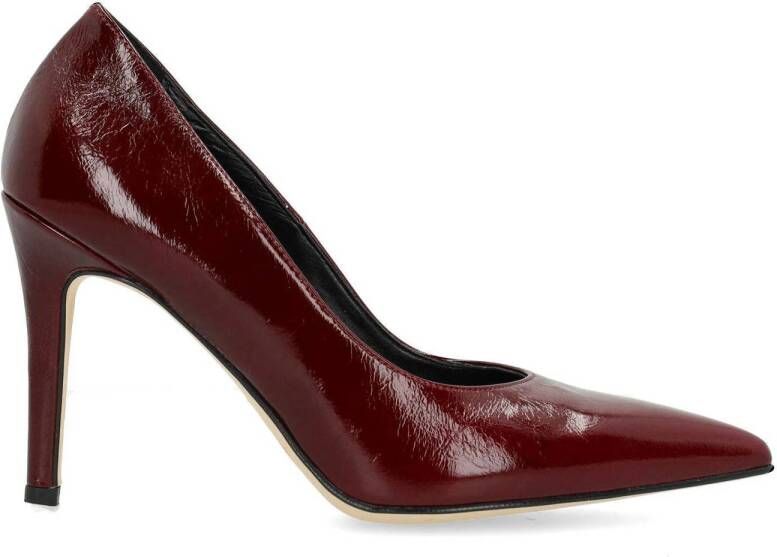 Manfield Dames Lakleren burgundy pumps
