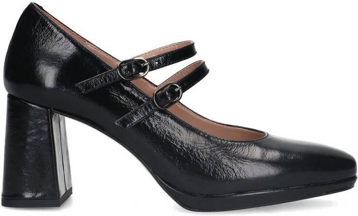 Manfield Dames Zwarte leren mary jane pumps