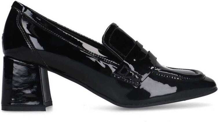 Manfield Dames Zwarte leren loafer pumps