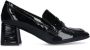 Manfield Dames Zwarte leren loafer pumps - Thumbnail 1