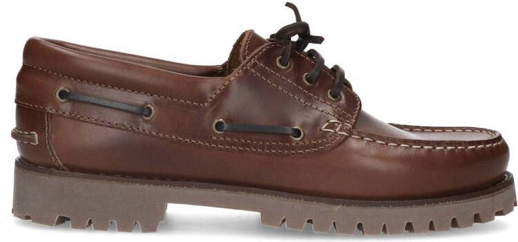 Manfield Heren Cognac leren veterschoenen