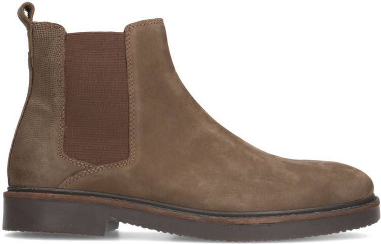 Manfield Heren Taupe leren chelsea boots met rits