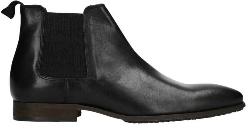 Manfield Heren Zwarte leren chelsea boots