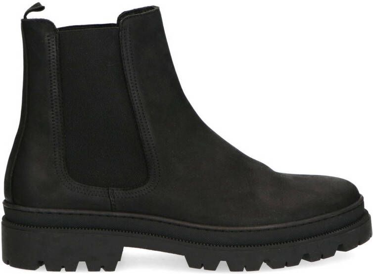 Manfield Heren Zwarte nubuck chelsea boots