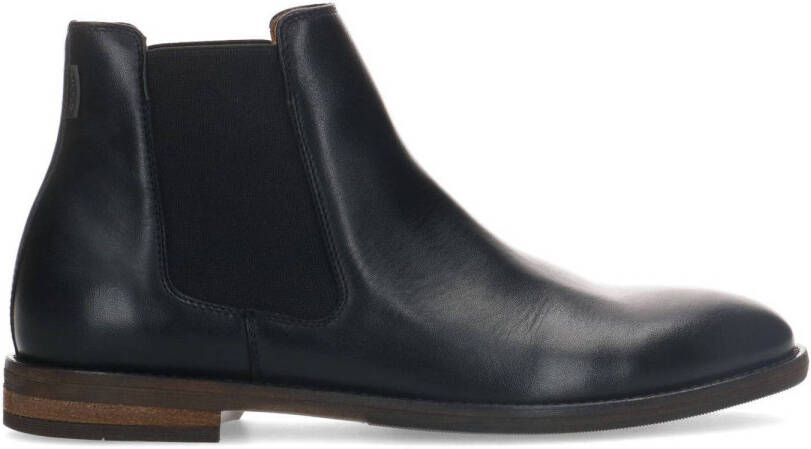 Manfield Heren Zwarte leren chelsea boots