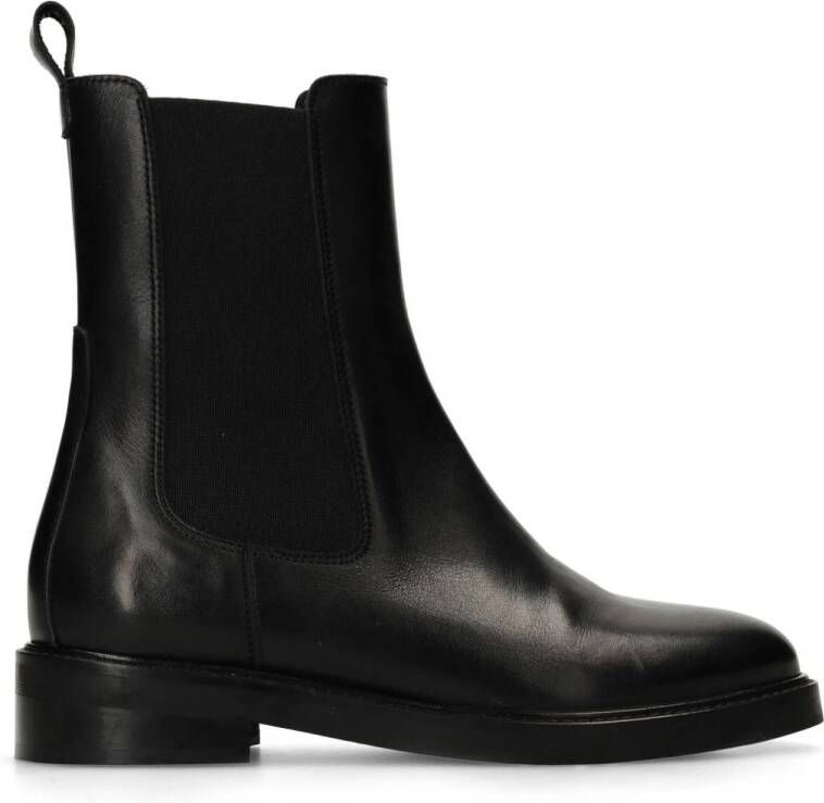 Manfield Dames Zwarte leren chelsea boots