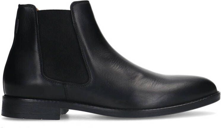 Manfield Zwarte leren chelsea boots