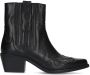 Manfield Dames Zwarte leren cowboy laarzen - Thumbnail 1
