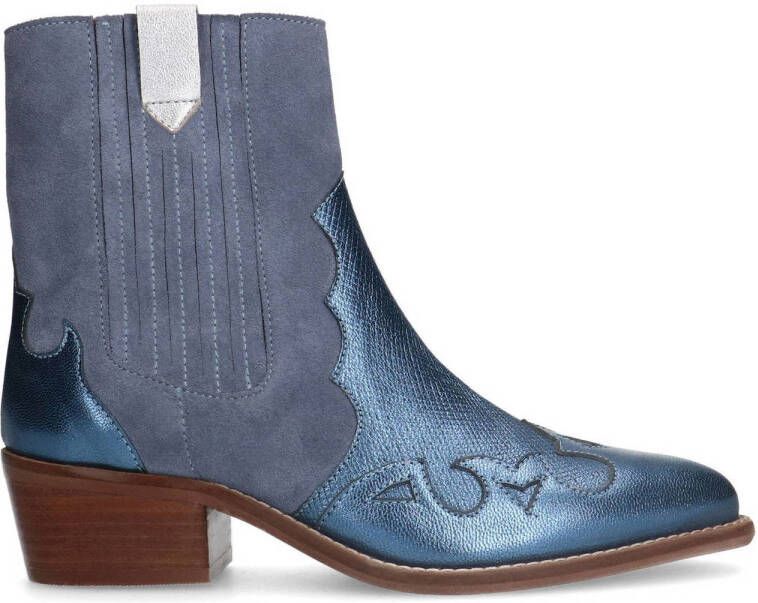 Manfield leren cowboylaarzen blauw