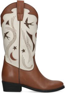 Manfield Dames Cognac leren cowboylaarzen