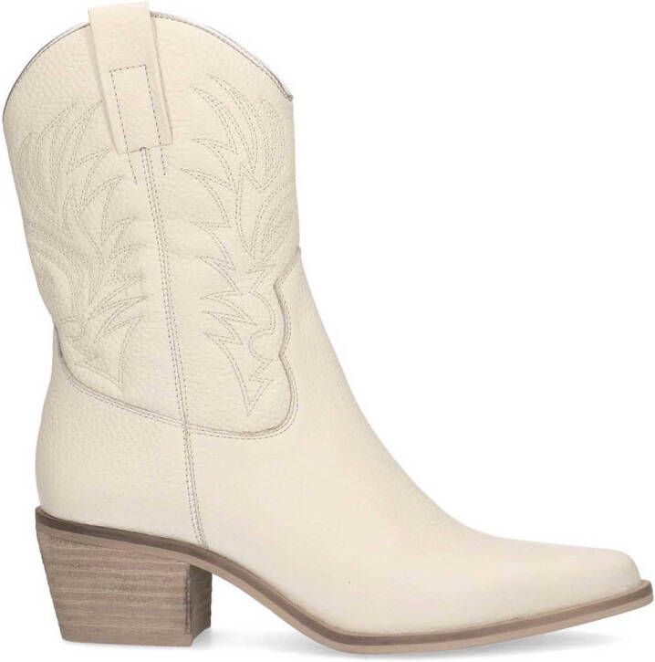 Manfield Dames Witte leren cowboy laarzen Schoenen