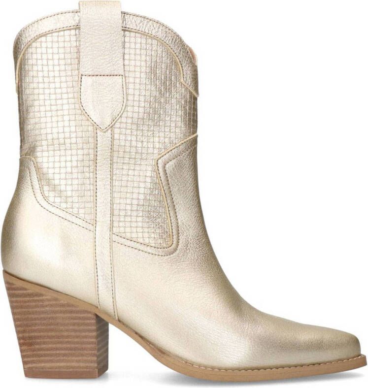 Manfield Dames Goudkleurige leren cowboylaarzen