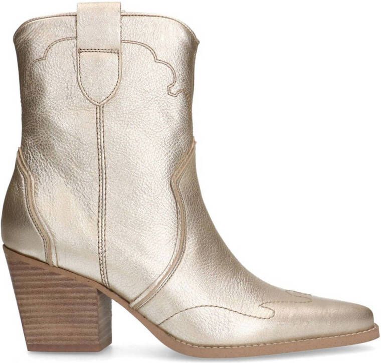 Manfield Dames Goudkleurige leren cowboylaarzen