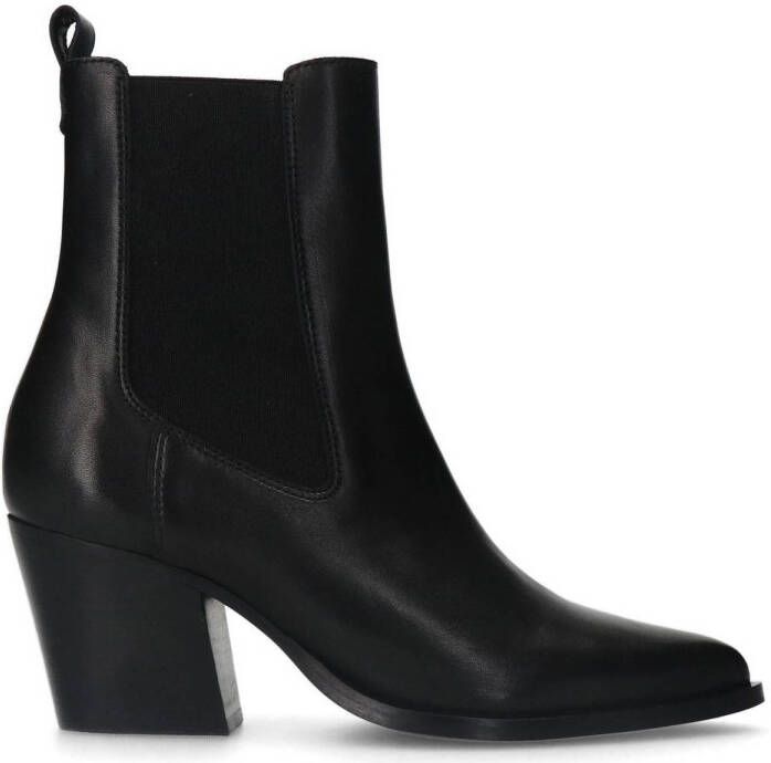 Manfield Dames Zwarte leren cowboy laarzen