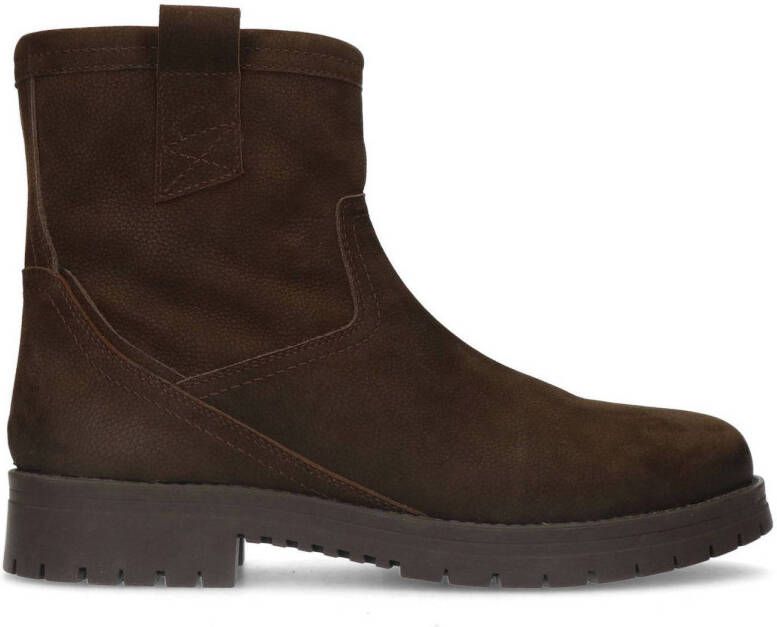 Manfield Heren Donkerbruine leren boots