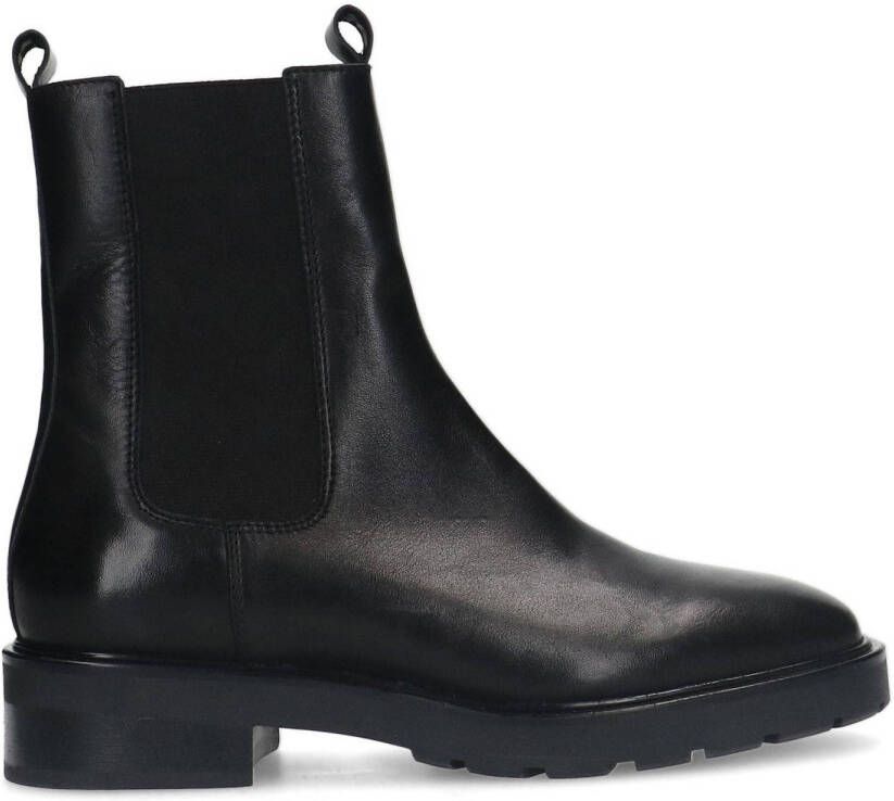 Manfield Dames Zwarte leren chelsea boots