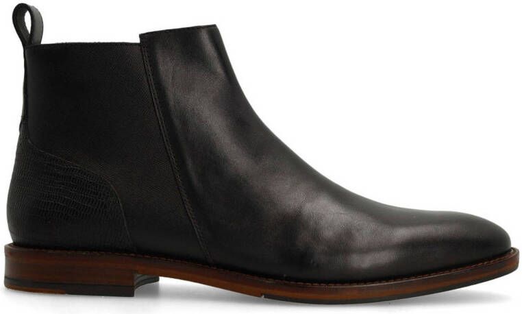 Manfield leren enkelboots zwart