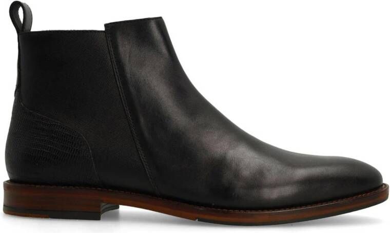 Manfield Heren Zwarte leren Chelsea boots