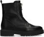 Manfield Dames Zwarte leren enkellaarsjes met rits - Thumbnail 1