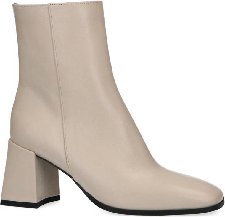 Beige leren enkellaarsjes cheap