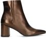 Manfield Dames Bronzen leren enkellaarsjes met hak - Thumbnail 1