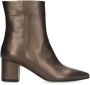 Manfield Dames Goudkleurige leren enkellaarsjes met hak - Thumbnail 1