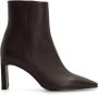 Manfield Dames Bruine leren enkellaarsjes met hak - Thumbnail 1