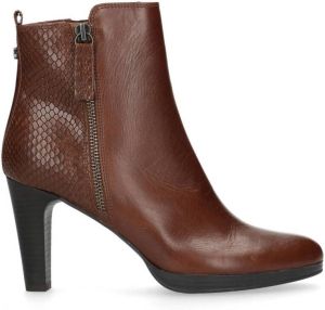 Manfield Dames Cognac enkellaarsjes met hak