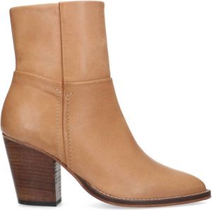 Manfield Dames Cognac leren enkellaarsjes met hak