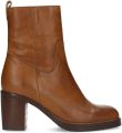 Manfield Dames Cognac leren enkellaarsjes met hak - Cognac