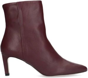 Manfield Dames Bordeaux leren enkellaarsjes met hak