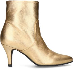 Manfield Dames Goudkleurige leren enkellaarsjes met hak